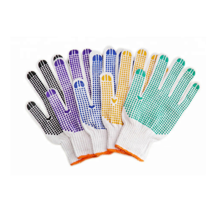 Winter Labor protection Cotton Yarn Point Plastic Microwave Field Work Gloves