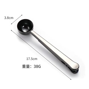 ช้อนกาแฟสแตนเลส ช้อนตวงพร้อมที่หนีบซีล สแตนเลส 430 ทนความร้อนสำหรับกาแฟนมผง - Product Image 2