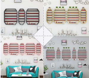 เฟอร์นิเจอร์ร้านทำเล็บ ชั้นวางเหล็กแขวนผนังสีทองทันสมัย สำหรับจัดแสดงอุปกรณ์ทำเล็บ - Product Image 4