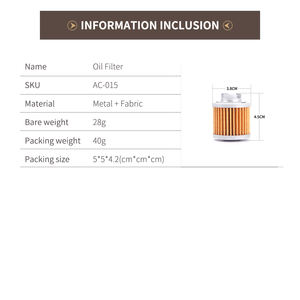 Filtre à huile jaune pour moto, 15 pièces, pour Honda Daytona <span class=keywords><strong>Anima</strong></span> Piranha 150 Daytona Type Piranha YX 150/160 Zongshen ZS190 - Product Image 2