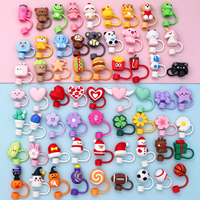 Capuchons de paille en silicone 10 mm, vente en gros d'usine, accessoires pour gobelets, sans BPA, couvre-pailles colorés 3D à motif de dessin animé