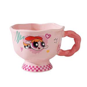 Powerpuff Girls Ceramic Mug <b>Pink</b> Cartoon Design With Handle For Home Use And Gifts - Product Image 1