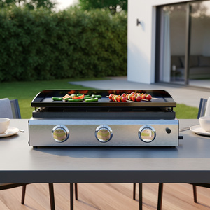 <span class=keywords><strong>Plancha</strong></span> à gaz élégante et portable sans fumée à 3 brûleurs, idéale pour les barbecues et la cuisson en extérieur sur la terrasse. - Product Image 3
