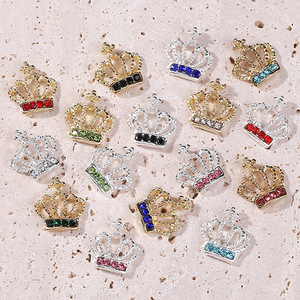 Breloques pour ongles en alliage argent-or, couronnes 3D, strass, décorations métalliques pour manucure de luxe - Product Image 4
