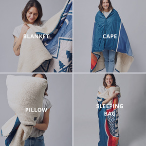 Multifunctional Four-In-One Polyester Sherpa Quilted Outdoor Foldable Storage Pillow Camping <b>Blanket</b> - Product Image 2
