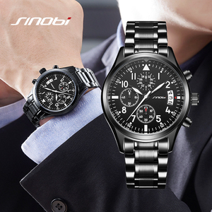Reloj de pulsera de cuarzo para hombre, esfera multifunción, correa de acero inoxidable, resistente al agua, cronógrafo luminoso - Product Image 1