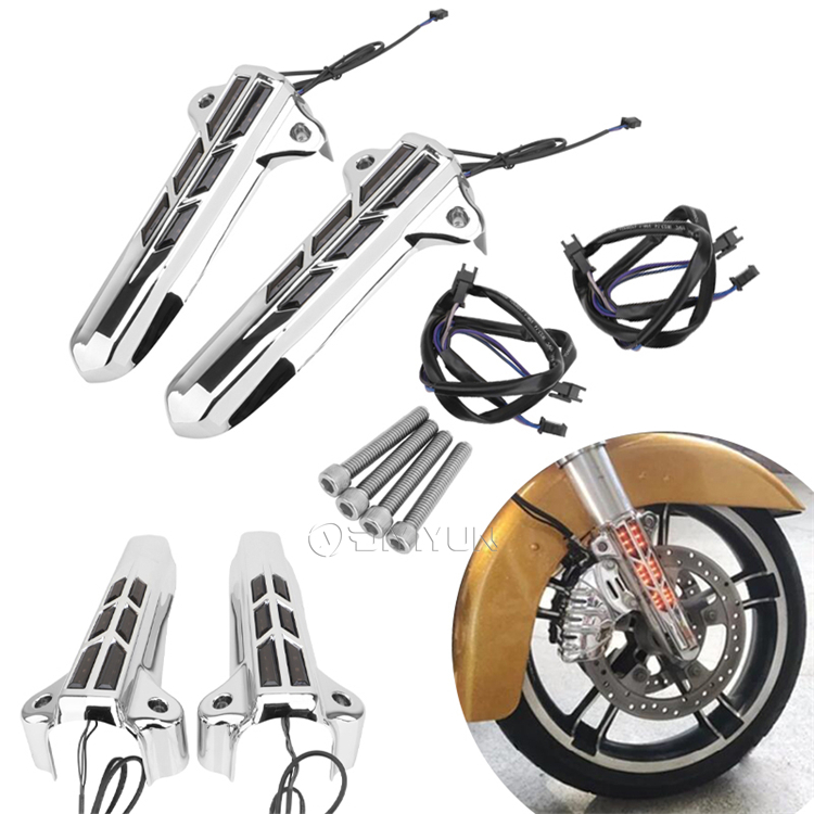 Светодиодная фара указателя поворота передней вилки мотоцикла для Harley Touring street Electra ultra Glide road king lights 14-20