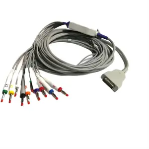 兼容Ge 15pin Ecg/ Ekg电缆10引线Mac 1200 Mac 500 Tpu材料香蕉4.0 Iec
