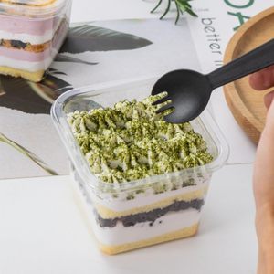 Vente en gros de gobelets en plastique transparent PET carrés de 400 ml, boîtes à gâteaux, boîtes à desserts, boîtes à fruits, boîtes à poudings, boîtes à glaces, boîtes à mousses - Product Image 6