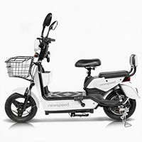 Scooter électrique pas cher 48V 350W, vélo électrique avec pneus à vide de 14 pouces, 2 places, vélo électrique pour adultes