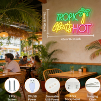 Letrero LED de Neón con Forma de Palmera de Coco, Estilo Tropical, con USB y Luz Regulable, para Decoración de Pared en Hogar, Balcón, B&B, Bar, Fiestas