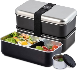 Caja Bento de acero inoxidable para adultos apilable | Fiambrera a prueba de fugas segura para microondas con compartimentos <span class=keywords><strong>BentoBox</strong></span> japonés - Product Image 1