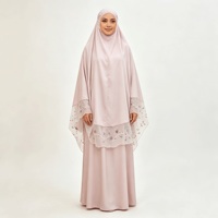 Ensemble Khimar en Organza pour Femme, Tenue de Prière Modeste, Vêtements Musulmans Islamiques, Longueur au Sol