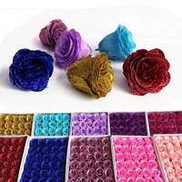 Poudre de cristal rose doré, tête de fleur, bouquet de la Saint-Valentin, décoration de mariage, poussière dorée, paillettes, rose artificielle