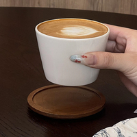 Tasse à café en céramique lisse de style japonais, minimaliste, blanche unie, conique, pour latte art