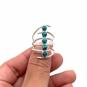 Anillo de piedras preciosas turquesa de Plata de Ley 925 estilo bohemio hecho a mano, regalo de joyería de boda para mujeres y niñas - Product Image 1