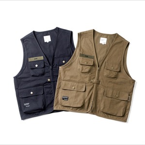 Wholesale Custom Logo Fashion Cotton Sleeveless Multi-pocket Security Work Tool Waistcoat for Men