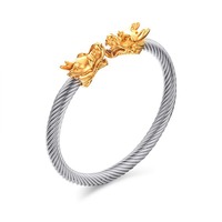 Bracelet en acier inoxydable pour homme Dragon Bracelet en câble doré
