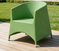 Fauteuil de patio en rotin vert résistant aux intempéries Yoshen, léger et durable, pour l'extérieur
