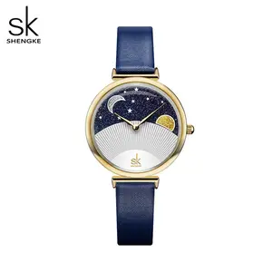 SHENGKE Van Gogh's Drawing Design Watch K0124L Starry Sky Series Women Watch Wrist Blue Black Romantic Watches