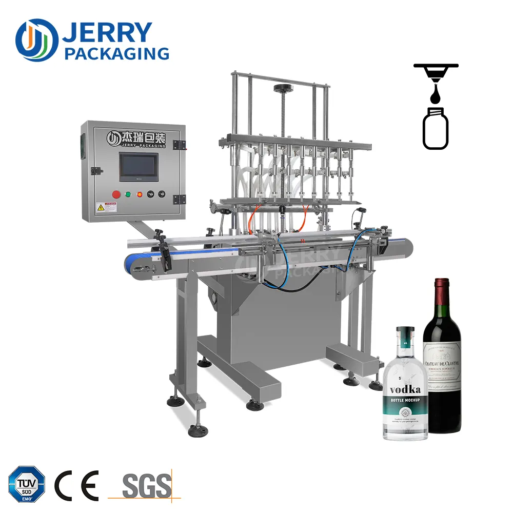 Full Automatic Linear Palm Oil Overflow Vacuum Filler Red Spirits Wine whiskey Vodka Water Liquid Bottle Filling machine