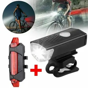 Usb Rechargeable Bicycle Accessories Set Front Lamp Easy Install 3 Modes Bike Light With Taillight