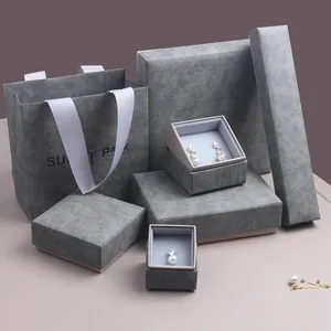 elegant organic paper logo jewelry package box charm gray