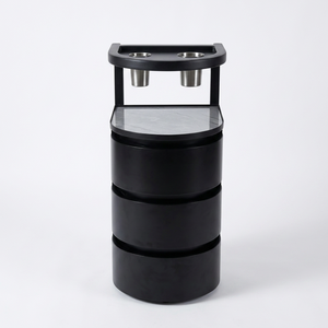 Chariot de Salon Moderne en Métal Noir, Chariot de Beauté Roulant à 4 Roues avec Support de Rangement Multi-Niveaux, Meuble de Studio Capillaire Facilement Déplaçable - Product Image 1