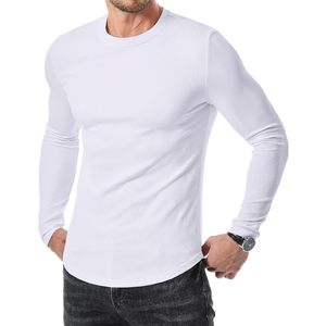 T-shirt à manches longues pour homme FOXA, côtelé uni, anti-plis, respirant, séchage rapide, en coton et élasthanne, idéal pour la gym et les tenues décontractées - Product Image 1