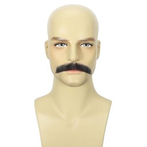 Costume de moustache réaliste en dentelle douce faite à la main perruque de bâton cheveux humains épais fausse <span class=keywords><strong>barbe</strong></span> pour Halloween Cosplay-Style touffu droit - Product Image 1