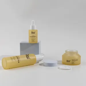 Kosmetikverpackung Kosmetik-Set Pumpenflaschen-Set Glasverpackung kundenspezifischer Siebdruck Lotion-Glasprodukte nachhaltig