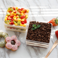 Maßgefertigte Kekse Quadratische Plastik-Klarsichtbox Plastik-Tiramisu-Kuchenbehälter Dessertbox mit Deckel Snackle-Box-Ideen