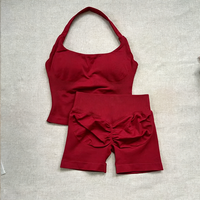 Ensemble de sport et yoga sans couture personnalisé avec logo pour femme – Soutien-gorge de sport dos nu à séchage rapide et short d'entraînement – Idéal pour la course, le fitness et les activités sportives