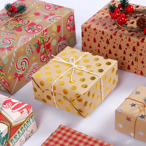 custom gift <b>wrapping</b> <b>paper</b> christmas design brown kraft packaging <b>paper</b> - Product Image 5