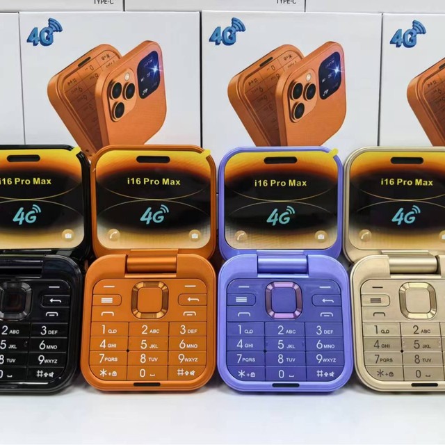 Cross-border New I16 Pro Max Flip Feature Dual SIM 4G All-network Compatible Phone for Students and Elderly People