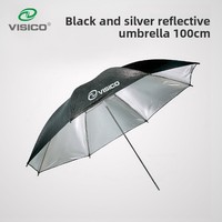 VISICO Noir Argent 100cm Diamètre Réflecteur Parapluie Photographie Flash Accessoires Compatible pour Studio Utilisation Extérieure