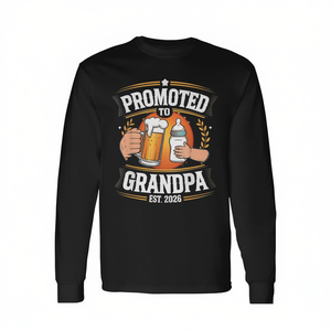 Camiseta de manga larga para hombre Promoted To Grandpa Est 2026 Beer Baby Bottle - Product Image 3