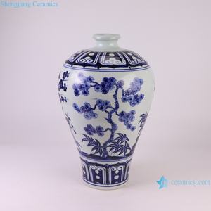 <span class=keywords><strong>Vase</strong></span> en céramique meiping peint à la main, fleur de bambou, pin bleu et blanc, RXBA24 <span class=keywords><strong>Ming</strong></span> <span class=keywords><strong>dynastie</strong></span> Xuande - Product Image 2