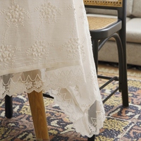 Nappe de table à manger Boen, style rétro européen, en dentelle blanche, brodée, à motifs ajourés