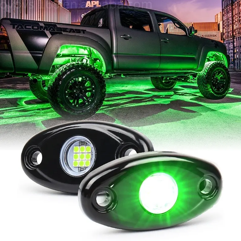 OVOVS Waterproof 12 Volt Green Led Rock Lights For Mini Truck Atv 4x4 Off Road Truck SUV