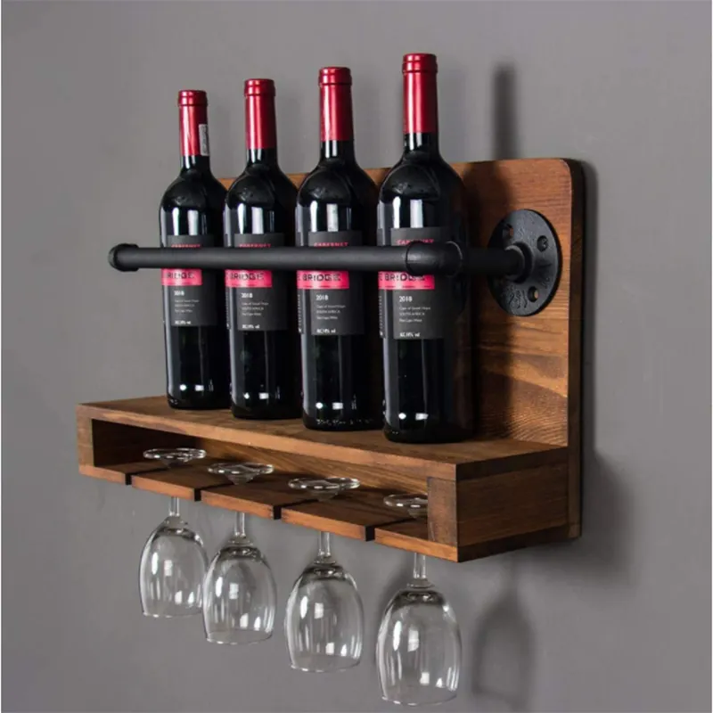 Contemporary Wall-Mounted Whiskey Wine Bottle Shelf Display Rack Decorative Wine Wall Mounted Whiskey Display Shelf Rack