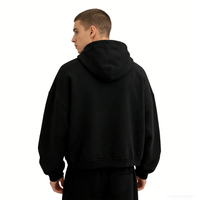 Harga DDP Custom Cotton Polyester Oversized Boxy Pullover Hooded Sweatshirts Heavyweight Fleece Heavyweight Cropped Hoodies Pria