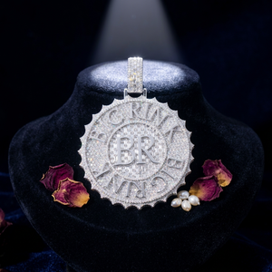925 Sterling <b>Silver</b> Custom <b>Initial</b> Letter Round Pendant Iced Out CZ <b>Necklace</b> Personalized Hip Hop Jewelry - Product Image 3