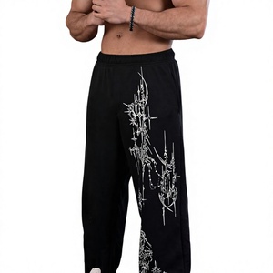 Pantalones Deportivos Negros para Hombre con Estampado Tribal Blanco, Cintura Elástica, Pantalones Casuales para Correr, Transpirables, de Algodón, para Otoño - Product Image 4