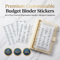 Étiquettes transparentes personnalisées en gros, imperméables et durables, avec onglets noirs clairs pour diviseurs d'enveloppes de caisse A7 A6