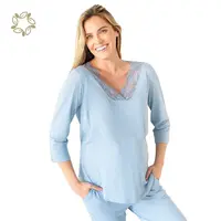 Pijama de amamentação gravidez bambu, algodão bambu roupas de dormir maternidade