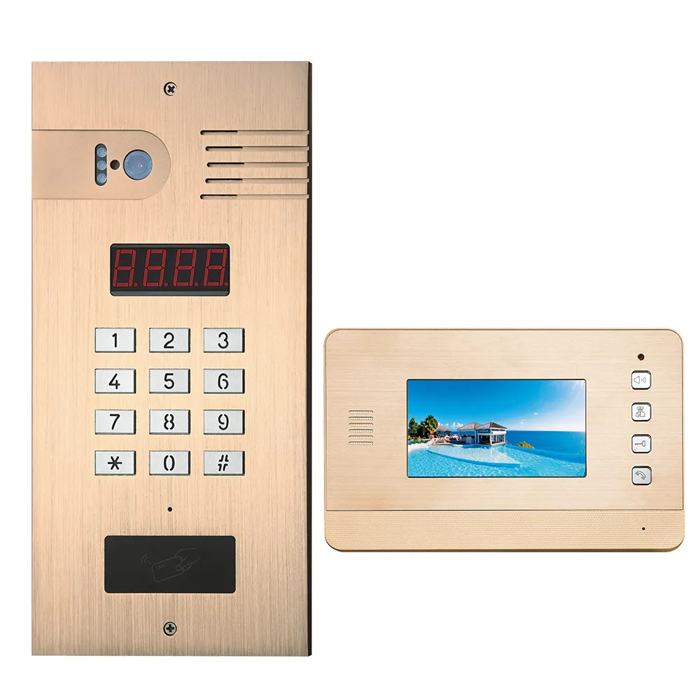 4.3 Inch smart video intercom system All aluminum panel metal buttons waterproof video door phone building Access control