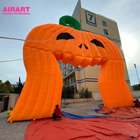 Arche gonflable en forme de citrouille avec visage de personnage de dessin animé, Arche gonflable de citrouille pour Halloween