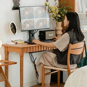 Nordic Cherry Wood <b>Desk</b> Solid Wood Long Narrow <b>Table</b> Modern Minimalist Style With Drawers Study <b>Console</b> <b>Table</b> - Product Image 1