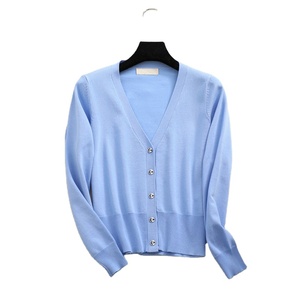 Maglieria da <span class=keywords><strong>donna</strong></span> scollo a v maglioni lavorati a <span class=keywords><strong>maglia</strong></span> di base Cardigan sottile da <span class=keywords><strong>donna</strong></span> moda manica lunga monopetto maglieria abbottonatura cardigan - Product Image 1